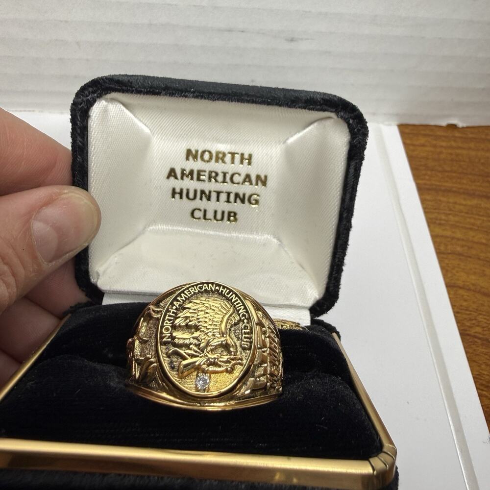 North American Hunting Club Life Member Ring Sterling Silver gold plated Size 12